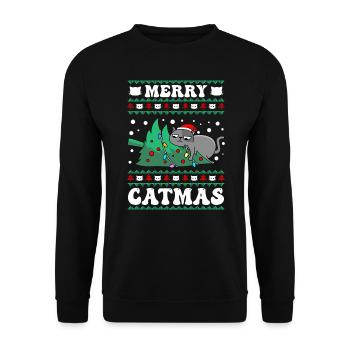 Merry Catmas Cats Christmas Cat Owner - Unisex Sweatshirt - black - Front - Alina (178cm) & Michal (187cm)