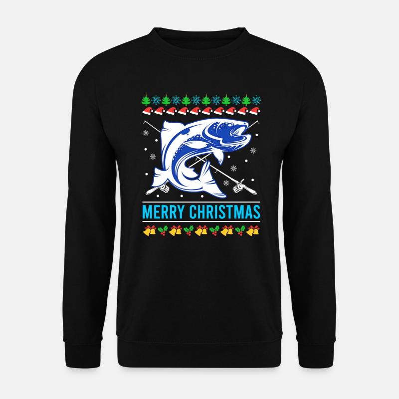 Merry Fishmas Ugly Christmas Fisch - Unisex Pullover - Schwarz