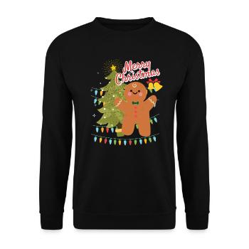 Merry Christmas Cookie Keks Ugly Christmas - Unisex Pullover - Schwarz - Vorne - Alina (178cm) & Michal (187cm)