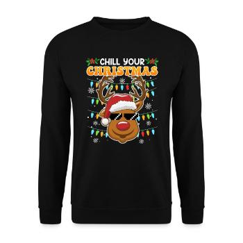 Chill your Christmas Christmas Reindeer - Unisex Sweatshirt - black - Front - Alina (178cm) & Michal (187cm)