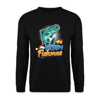Angler Christmas Christmas - Unisex Sweatshirt - black - Front - Alina (178cm) & Michal (187cm)