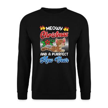 Miaou de Noël et une année purrfect - Sweat-shirt Unisexe - noir - Devant - Alina (178cm) & Michal (187cm)