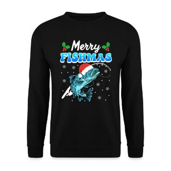 Merry Fishmas Angler Christmas Angel - Unisex Sweatshirt - black - Front - Alina (178cm) & Michal (187cm)