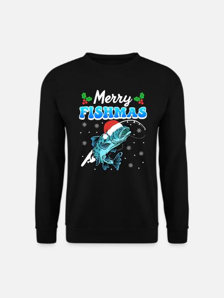 Merry Fishmas Angler Weihnachten Angel - Unisex Pullover - Schwarz
