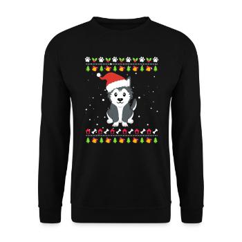Husky Weihnachten Ugly Christmas - Unisex Sweatshirt - black - Front - Alina (178cm) & Michal (187cm)
