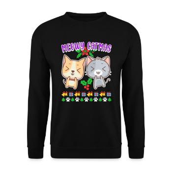 Meowy Catmas Cat Seater Kitten Cat - Unisex Sweatshirt - black - Front - Alina (178cm) & Michal (187cm)