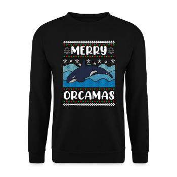 Merry Orcamas Orca Taucher Meeresbiologe - Unisex Pullover - Schwarz - Vorne - Alina (178cm) & Michal (187cm)