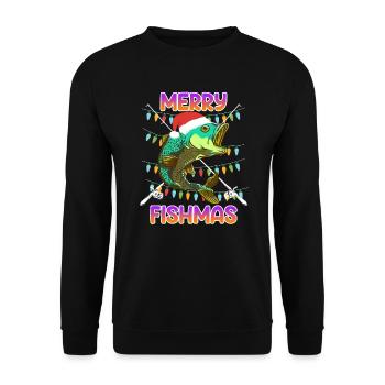 Pêcheur Noël Joyeux poisson Poisson - Sweat-shirt Unisexe - noir - Devant - Alina (178cm) & Michal (187cm)