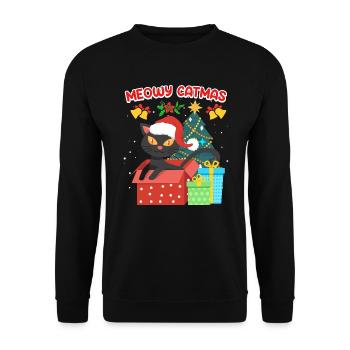 Meowy Catmas - Unisex Sweatshirt - black - Front - Alina (178cm) & Michal (187cm)