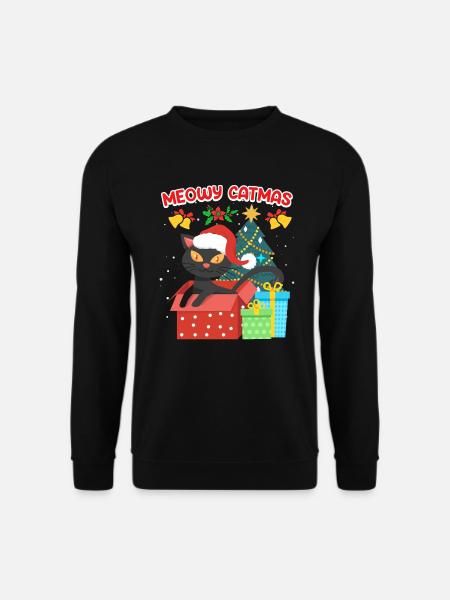 Meowy Catmas - Unisex Pullover - Schwarz
