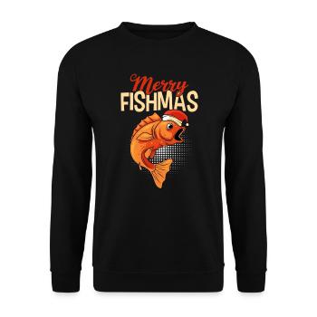 Merry Fishmas Angler Christmas Angel - Unisex Sweatshirt - black - Front - Alina (178cm) & Michal (187cm)