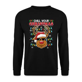 Chill your Christmas Christmas Reindeer - Unisex Sweatshirt - black - Front - Alina (178cm) & Michal (187cm)
