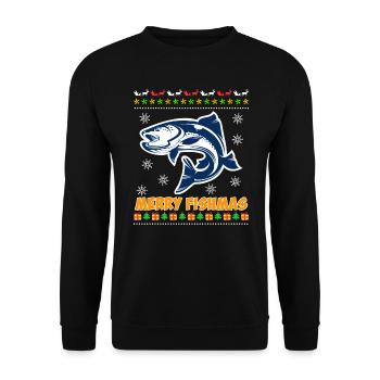 Angel Christmas Merry Fishmas Angler - Unisex Sweatshirt - black - Front - Alina (178cm) & Michal (187cm)