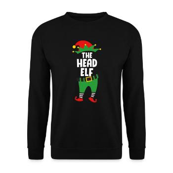 The head Elf Boss Elfe Papa Weihnachten - Unisex Pullover - Schwarz - Vorne - Alina (178cm) & Michal (187cm)