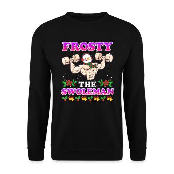 Bodybuilder Snowman Frosty the Swoleman - Unisex Sweatshirt - black - Front - Alina (178cm) & Michal (187cm)