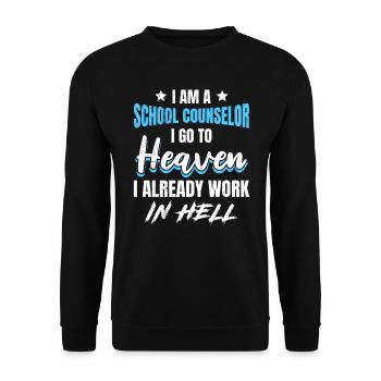 I work in hell School companion - Unisex Sweatshirt - black - Front - Alina (178cm) & Michal (187cm)