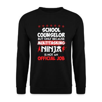 Multitasking Ninja ist kein Job Schulbegleiter - Unisex Pullover - Schwarz - Vorne - Alina (178cm) & Michal (187cm)