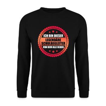 Inklusion Ich bin der legendäre Schulbegleiter - Unisex Pullover - Schwarz - Vorne - Alina (178cm) & Michal (187cm)