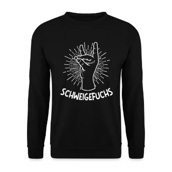 Ruhige Klasse Schweigefuchs ich bin Lehrer - Unisex Pullover - Schwarz - Vorne - Alina (178cm) & Michal (187cm)
