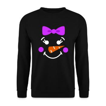 Snowman Face Children Christmas Daughter - Unisex Sweatshirt - black - Front - Alina (178cm) & Michal (187cm)