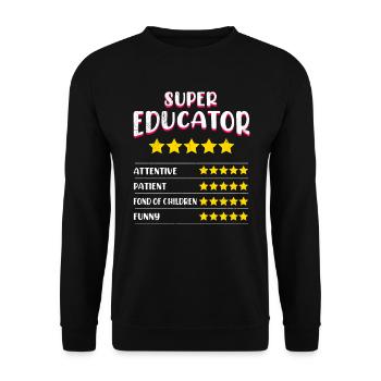Définition de la maternelle Super éducateur - Sweat-shirt Unisexe - noir - Devant - Alina (178cm) & Michal (187cm)