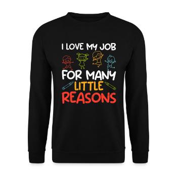I love my job in kindergarten - Unisex Sweatshirt - black - Front - Alina (178cm) & Michal (187cm)