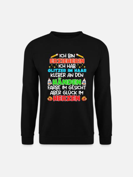 Glitzer in Haaren Klebe an den Händen Erzieherin - Unisex Pullover - Schwarz