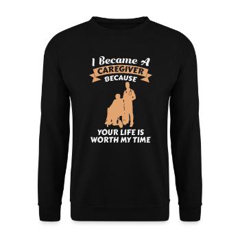 Votre vie est importante pour moi Je suis infirmière gériatrique - Sweat-shirt Unisexe - noir - Devant - Alina (178cm) & Michal (187cm)