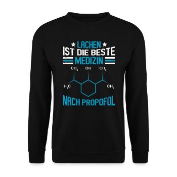 Lachen ist die beste Medizin Krankenschwester - Unisex Pullover - Schwarz - Vorne - Alina (178cm) & Michal (187cm)