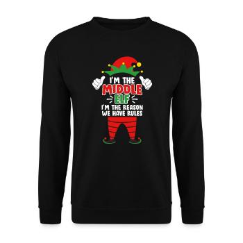 Mittlere Schwester Mittlere Elfe Weihnacht Familie - Unisex Pullover - Schwarz - Vorne - Alina (178cm) & Michal (187cm)