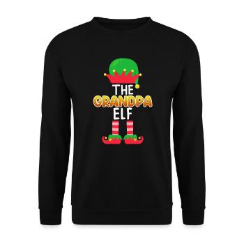 Opa Elfe Grandpa Elf - Unisex Sweatshirt - black - Front - Alina (178cm) & Michal (187cm)