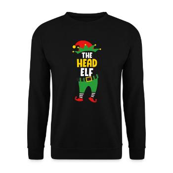 The head Elf Boss Elfe Papa Weihnachten - Unisex Pullover - Schwarz - Vorne - Alina (178cm) & Michal (187cm)
