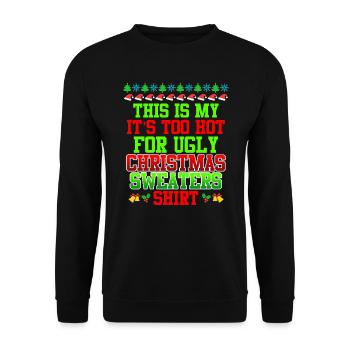 Ugly Christmas warme Weihnachten - Unisex Pullover - Schwarz - Vorne - Alina (178cm) & Michal (187cm)