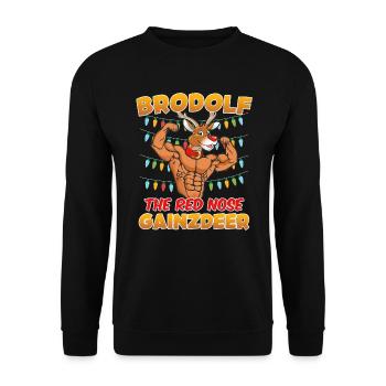 Brodolf the red Nose Gainzdeer Bodbuilder - Unisex Pullover - Schwarz - Vorne - Alina (178cm) & Michal (187cm)