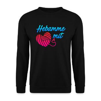 Ich bin eine Hebamme mit Herz Hebamme - Unisex Pullover - Schwarz - Vorne - Alina (178cm) & Michal (187cm)