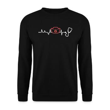 Nurselife Ich liebe meinen Job Krankenschwester - Unisex Pullover - Schwarz - Vorne - Alina (178cm) & Michal (187cm)