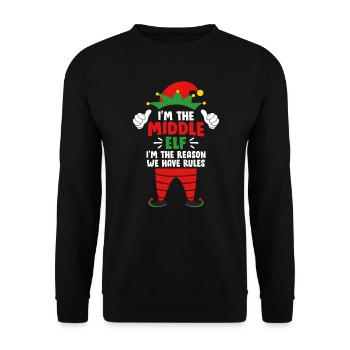 Mittlere Schwester Mittlere Elfe Weihnacht Familie - Unisex Pullover - Schwarz - Vorne - Alina (178cm) & Michal (187cm)