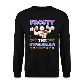 Bodybuilder Snowman Frosty the Swoleman - Unisex Sweatshirt - black - Front - Alina (178cm) & Michal (187cm)