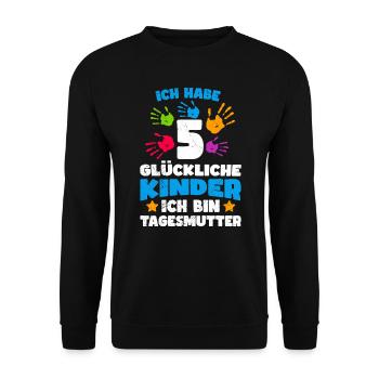 I have 5 happy children, I am a childminder - Unisex Sweatshirt - black - Front - Alina (178cm) & Michal (187cm)