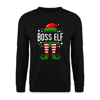 Chef Elfe Boss Papa Vater Weihnachten Familien - Unisex Pullover - Schwarz - Vorne - Alina (178cm) & Michal (187cm)