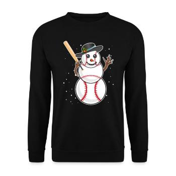 Baseball Schneemann Baseball Spieler Baseballer - Unisex Pullover - Schwarz - Vorne - Alina (178cm) & Michal (187cm)