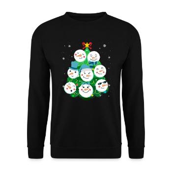 Tannenbaum Snowmies Schneemann - Unisex Pullover - Schwarz - Vorne - Alina (178cm) & Michal (187cm)