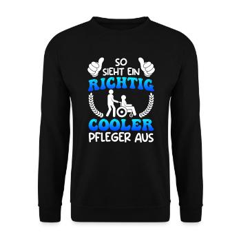 So sieht ein cooler Pfleger aus Altenpfleger - Unisex Pullover - Schwarz - Vorne - Alina (178cm) & Michal (187cm)