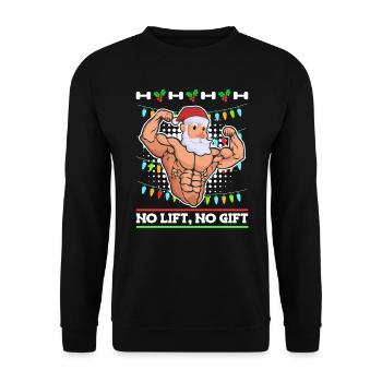 No Lift no Gift Nikolaus Weihnachten - Unisex Pullover - Schwarz - Vorne - Alina (178cm) & Michal (187cm)
