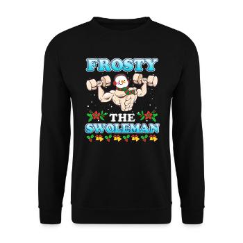 Bodybuilder Snowman Frosty the Swoleman - Unisex Sweatshirt - black - Front - Alina (178cm) & Michal (187cm)
