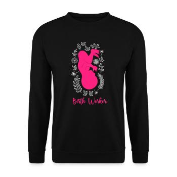 Geburtshelfer ich bin eine Hebamme - Unisex Pullover - Schwarz - Vorne - Alina (178cm) & Michal (187cm)