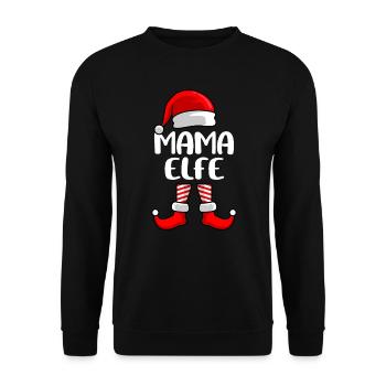 Mama Elfe Mutter Weihnachten Elf - Unisex Pullover - Schwarz - Vorne - Alina (178cm) & Michal (187cm)