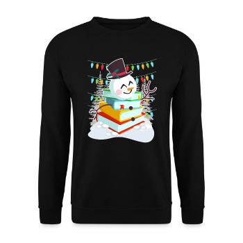 Livres Bonhomme de neige Lecture Bookworm Éditeur - Sweat-shirt Unisexe - noir - Devant - Alina (178cm) & Michal (187cm)