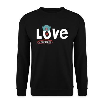 Nurselife Ich liebe meinen Job Krankenschwester - Unisex Pullover - Schwarz - Vorne - Alina (178cm) & Michal (187cm)