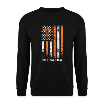 Live Love Heal USA Flag Best Nurse - Unisex Sweatshirt - black - Front - Alina (178cm) & Michal (187cm)